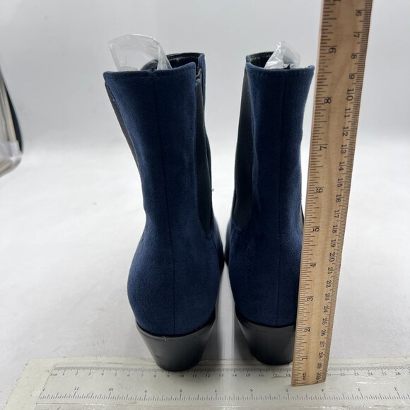 FOWT Deep Blue Men Fashion Round Toe Block Low Heel Stretchy Pull On Ankle Boots main image 4